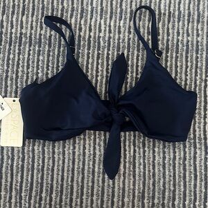 L*Space Navy Bikini Top with Knot Accent